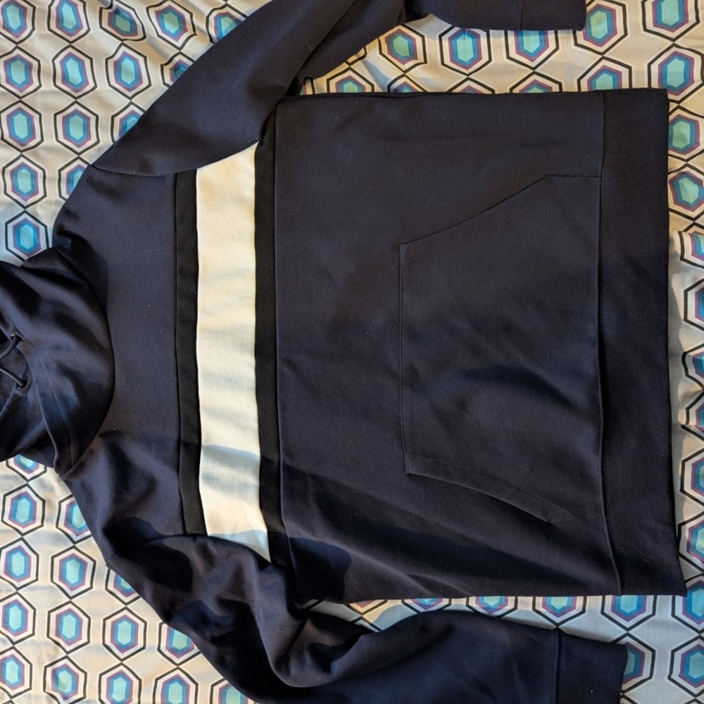 H&M Navy Hoodie with Cream Accent